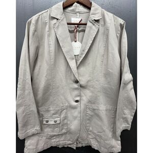 Curve Appeal‎ Jacket M Beige Bone 100% Cotton 3 Pocket Utility Coat Blazer NEW